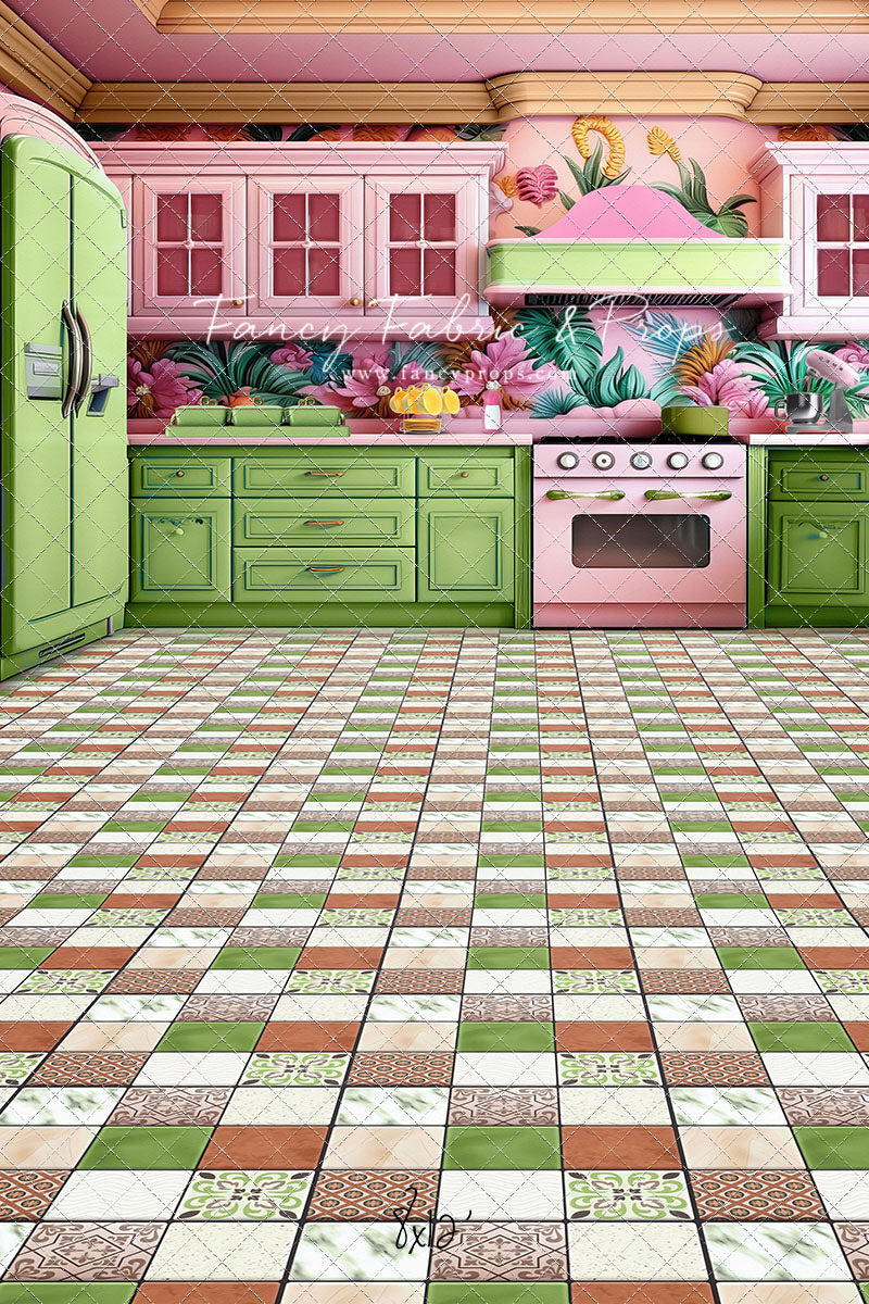 Tropical Kitchen - Lime & Pink - With Sweep Option