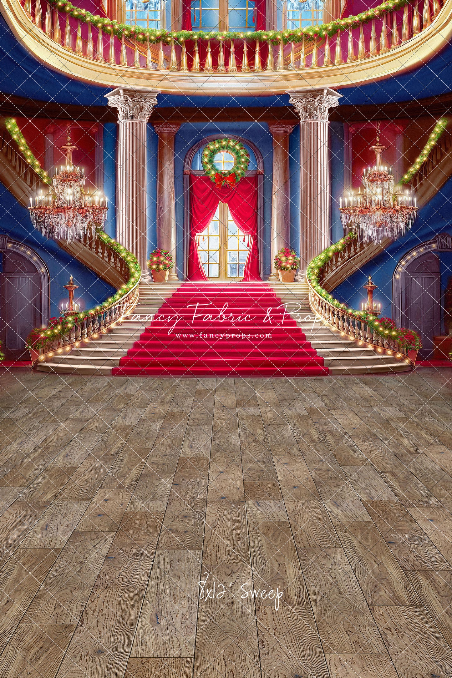 Belle's Royal Staircase -Wood Floor with Lights - With Sweep Option