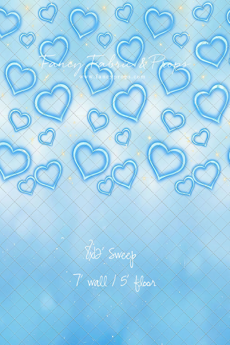 Blue Puffy Hearts - With Sweep Option