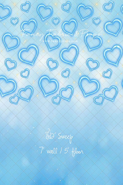Blue Puffy Hearts - With Sweep Option
