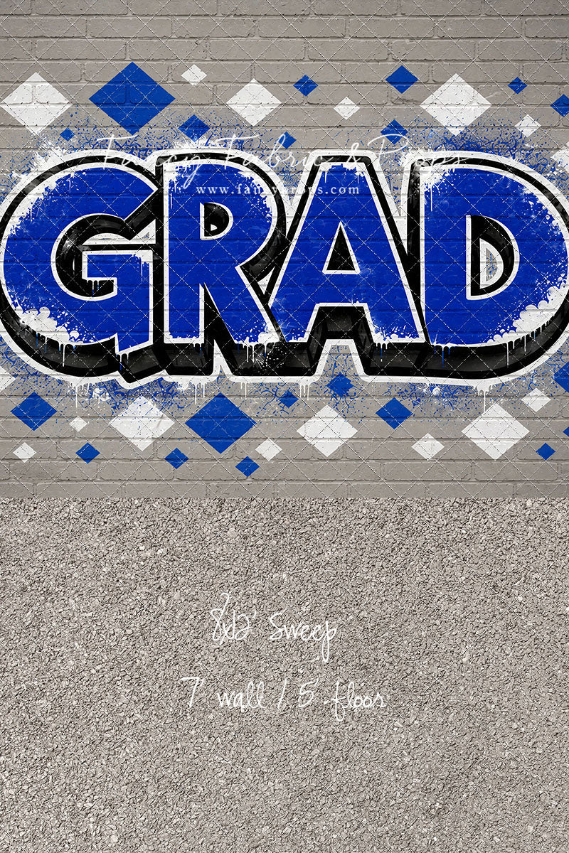 Blue & White Grad - With Sweep Option
