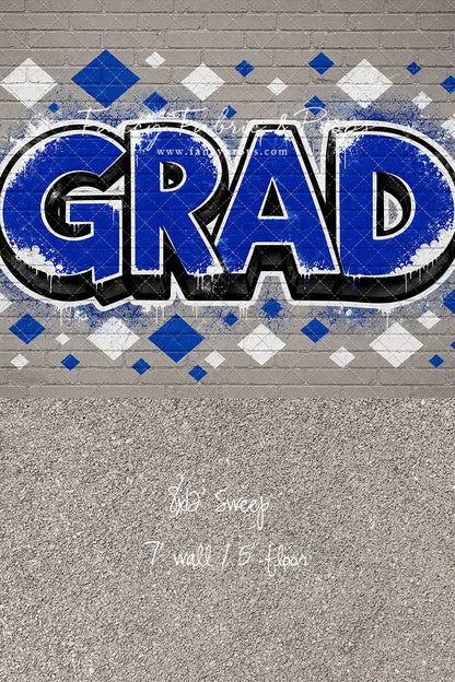 Blue & White Grad - With Sweep Option