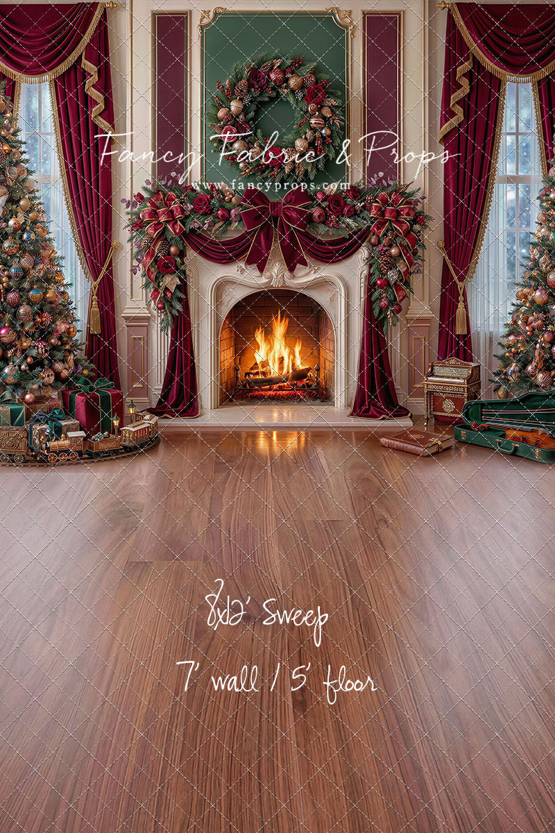 Burgundy Christmas Manor - with Sweep Option