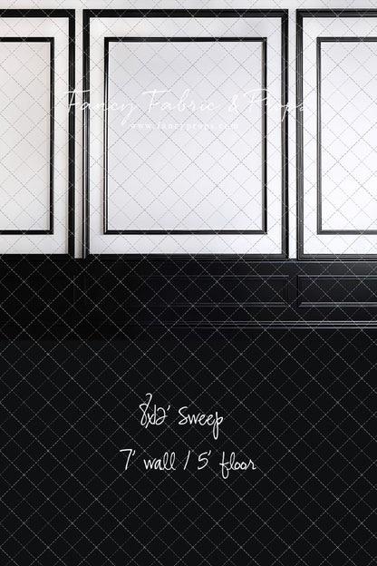 Classy Black & White Wainscoting - Black Floor - With Sweep Option