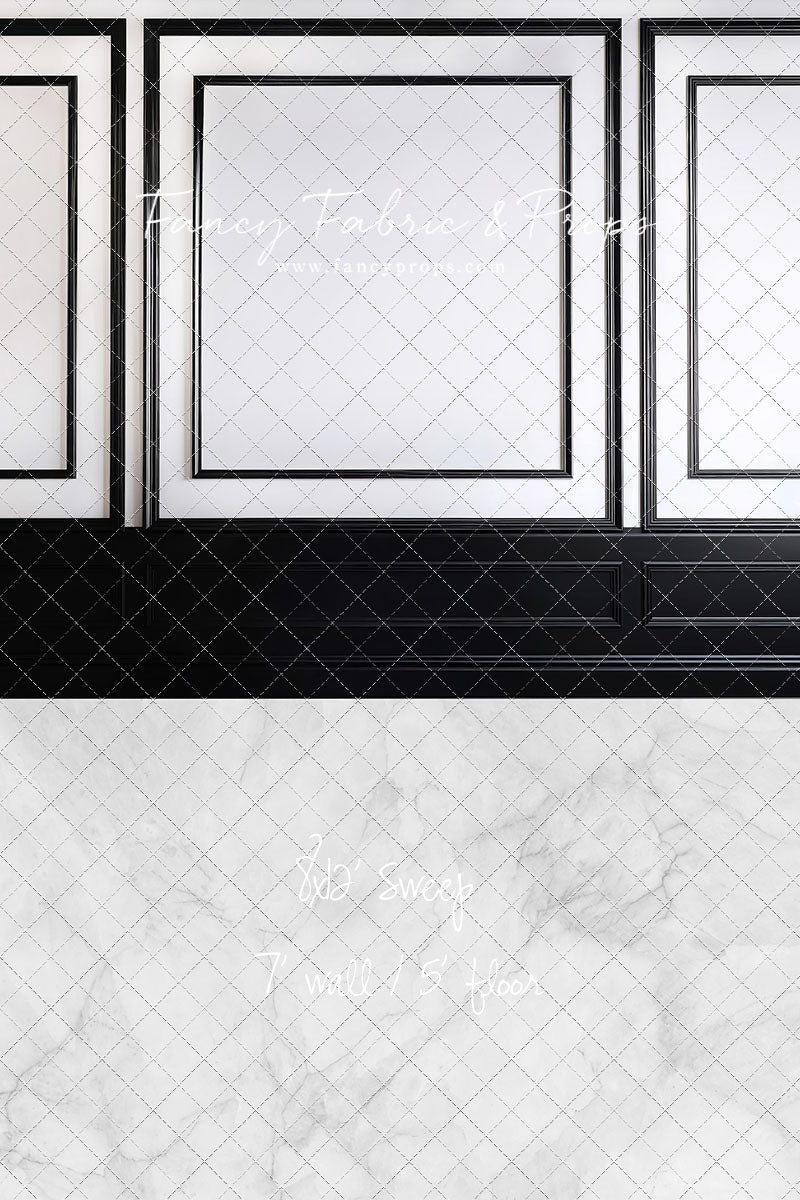 Classy Black & White Wainscoting - White Marble Floor - With Sweep Option