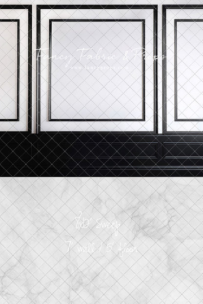 Classy Black & White Wainscoting - White Marble Floor - With Sweep Option