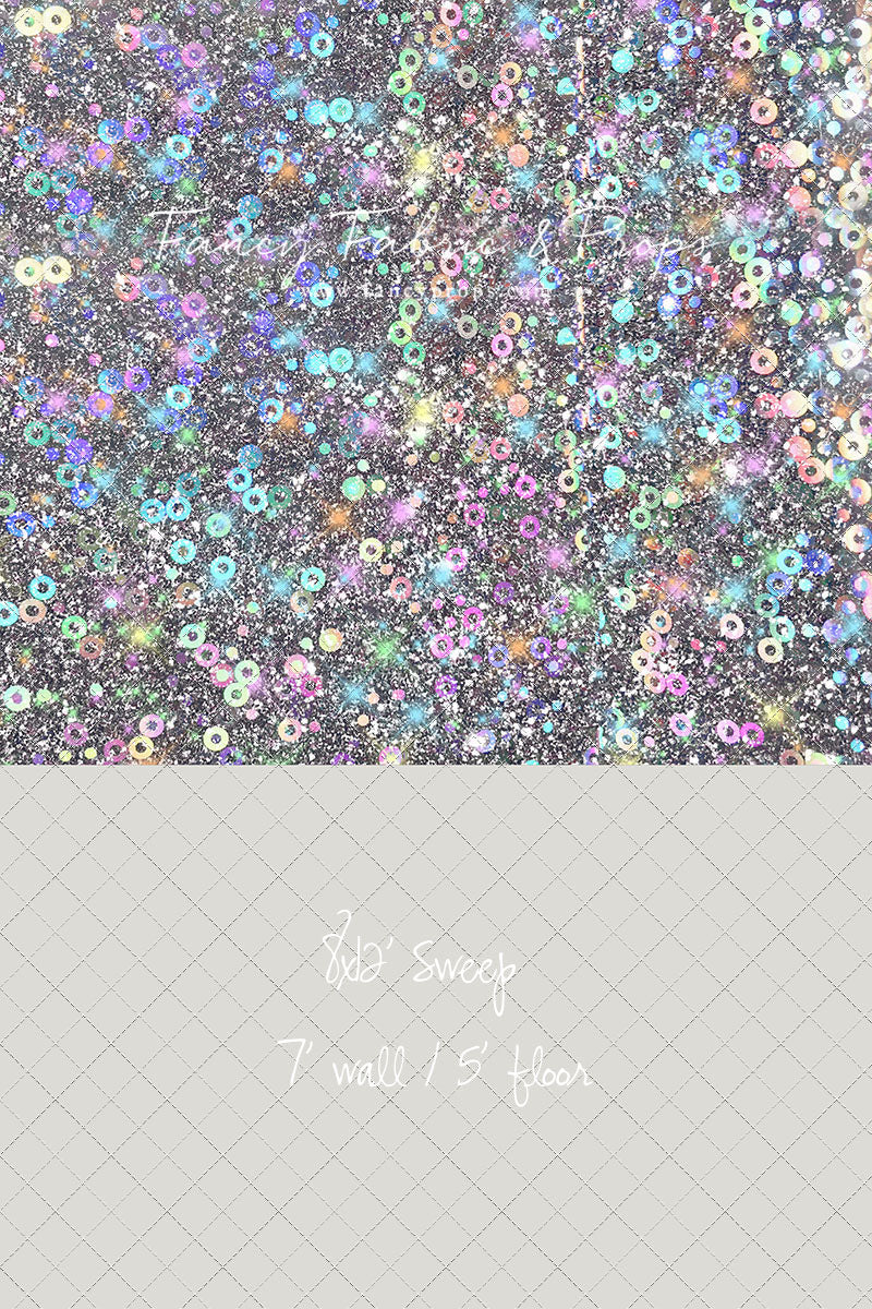Cosmic Celebration - With Solid Beige Gray Floor Sweep Option