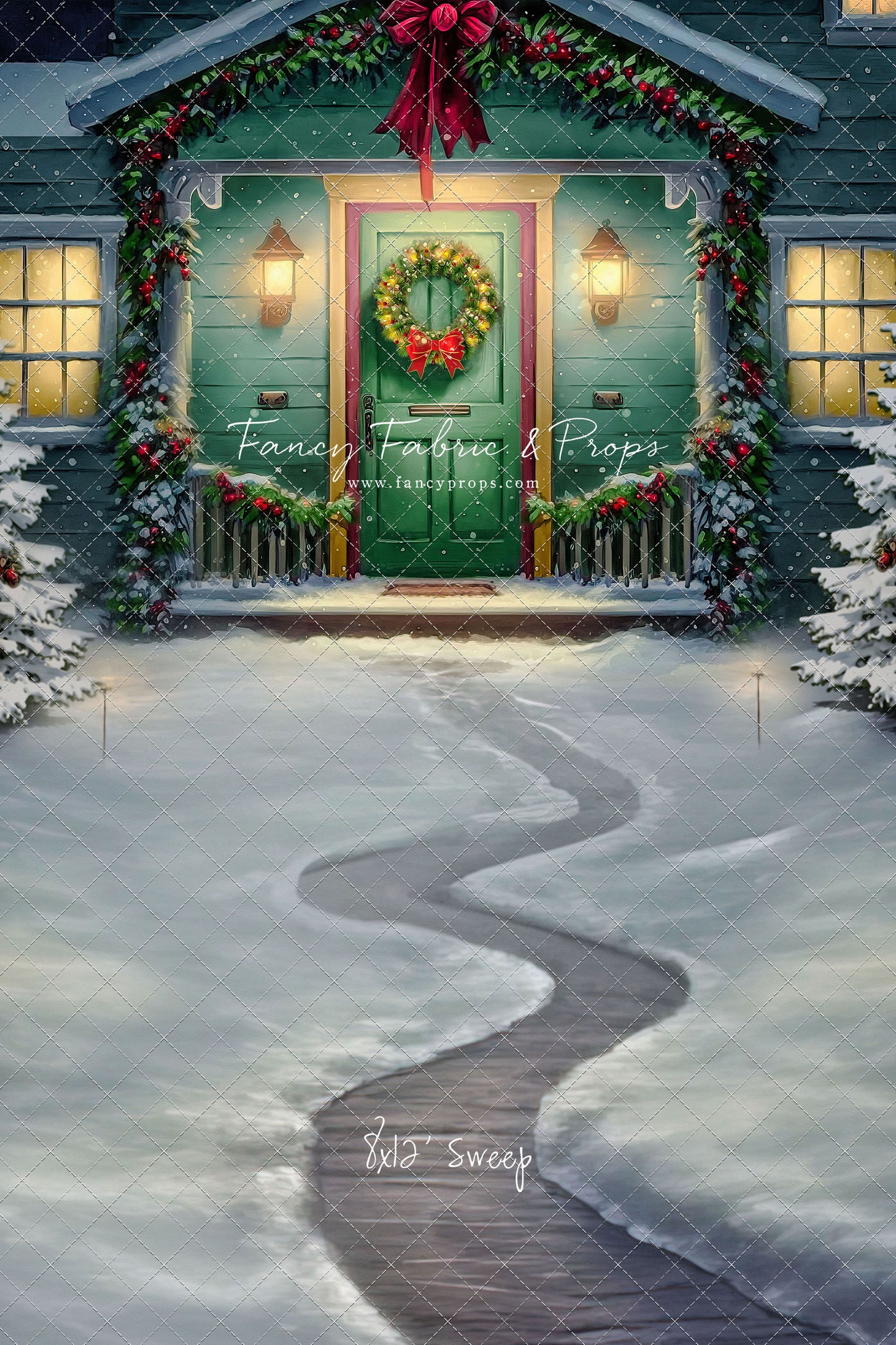 Magical Holiday Porch - Green Door - with Sweep Option