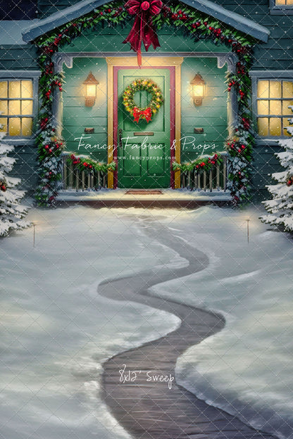 Magical Holiday Porch - Green Door - with Sweep Option