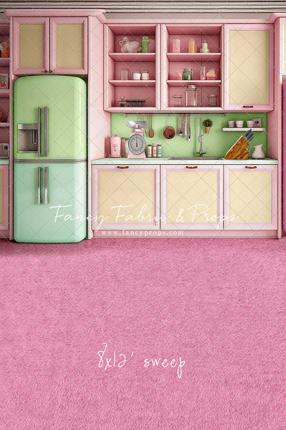 Midge's Kitchenette - Pink Floor Option - With Green Fridge Sweep Option