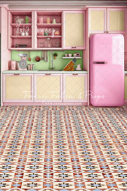 Midge's Kitchenette - Tile Floor Option - With Pink Fridge Sweep Option