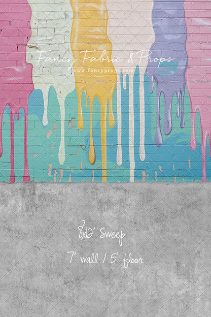 Pastel Paint Drip Wall - Concrete Floor Option - With Sweep Option