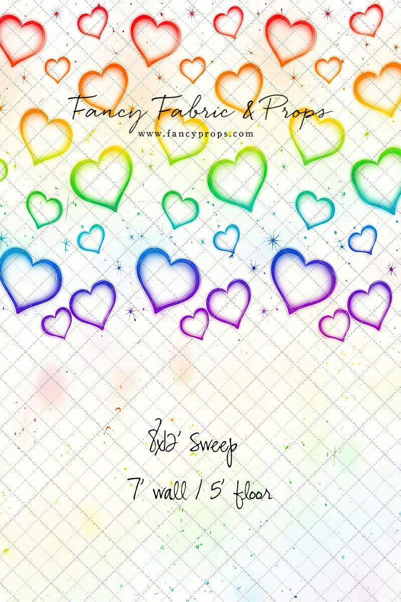 Rainbow Puffy Hearts - With Sweep Option