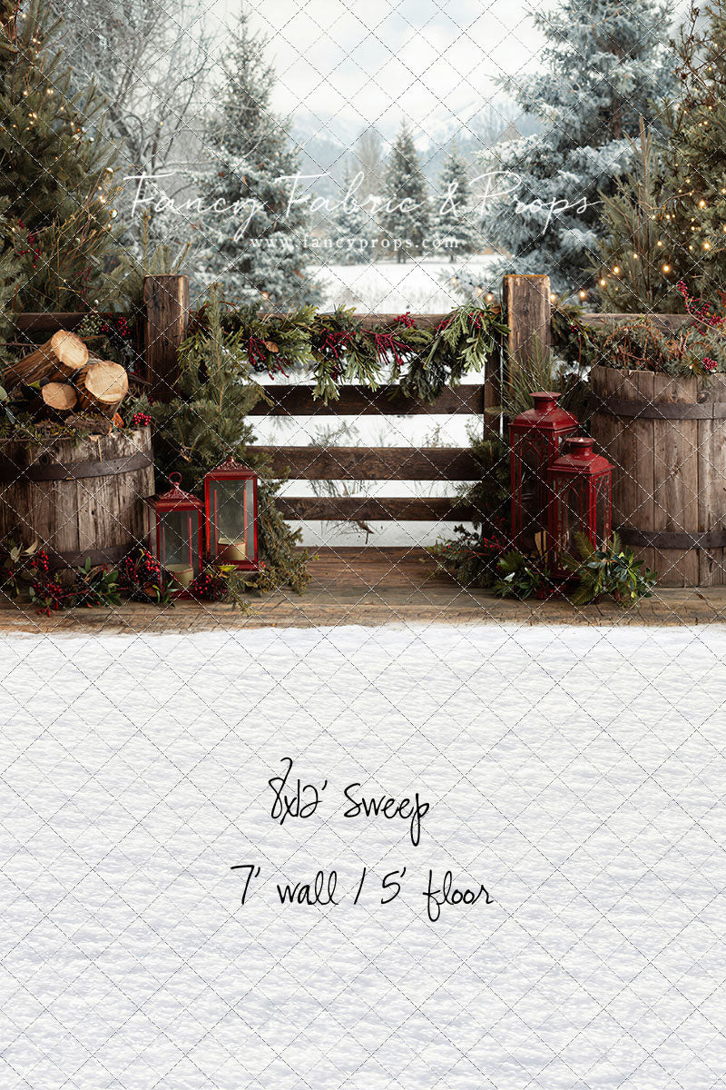 Rustic Wintertime Fence - with Sweep Option