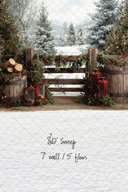 Rustic Wintertime Fence - with Sweep Option