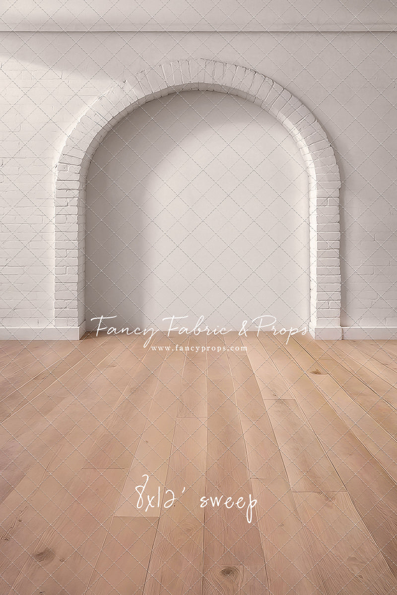 White Brick Alcove - Wood Floor - With Sweep Option