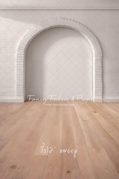 White Brick Alcove - Wood Floor - With Sweep Option