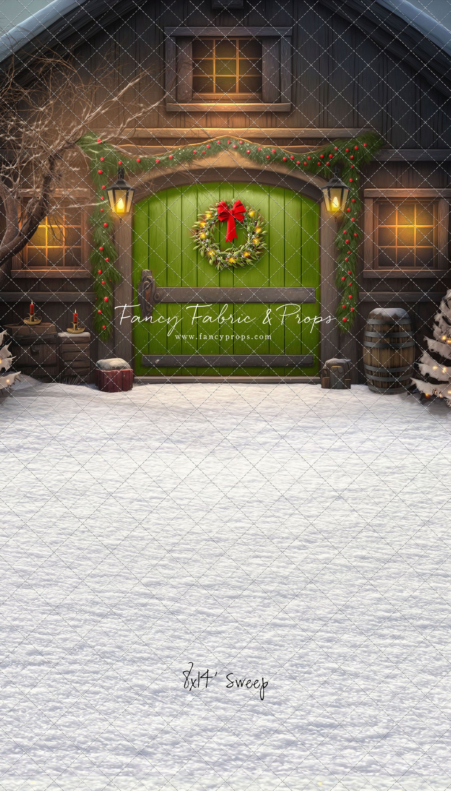 Merry Christmas Barn - Green Door - with Sweep Option