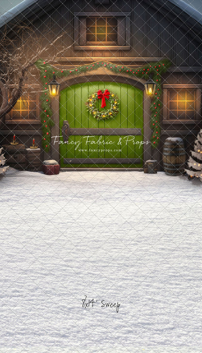Merry Christmas Barn - Green Door - with Sweep Option