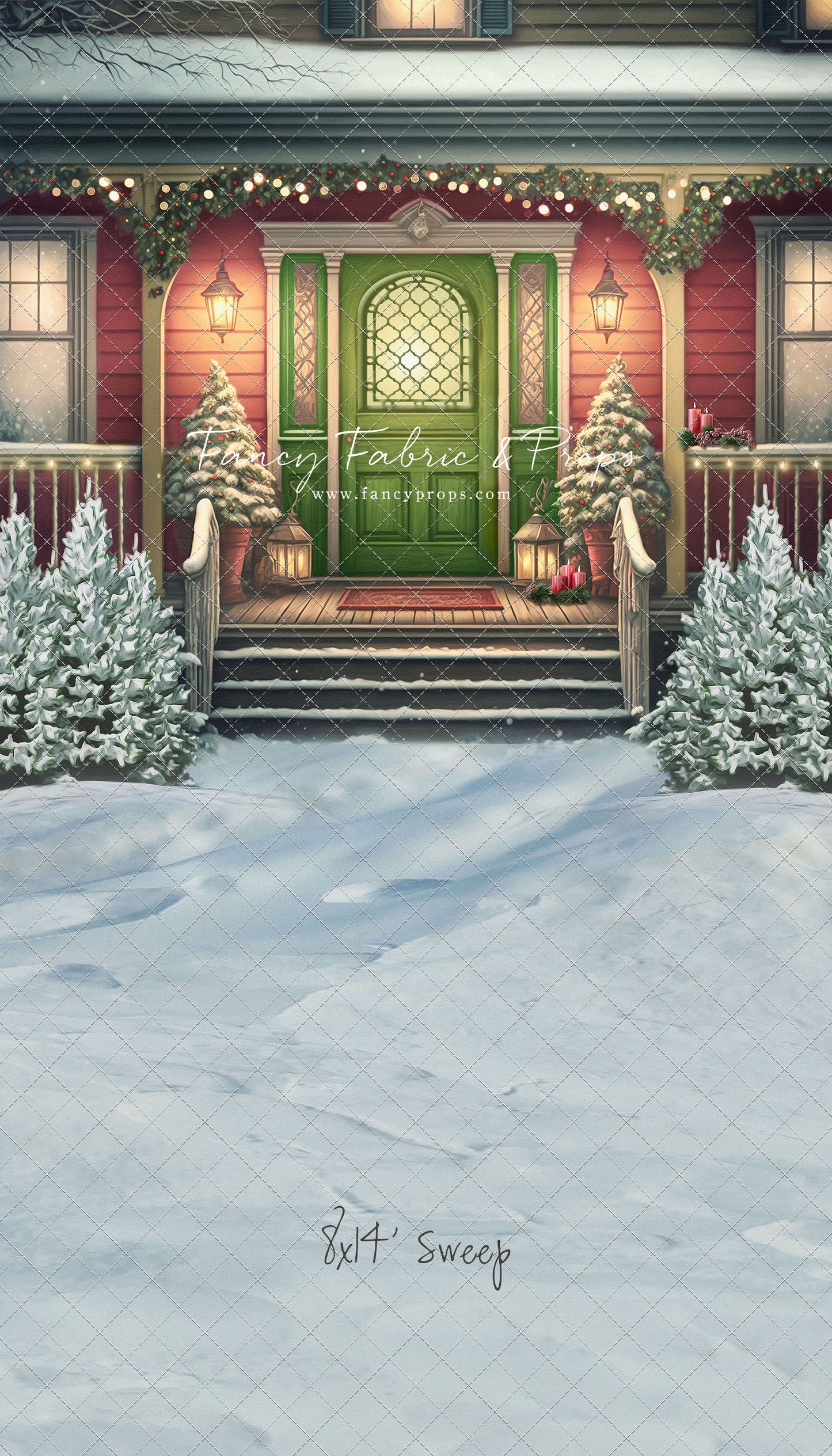 Merry Porch Greetings - Red House - with Sweep Option
