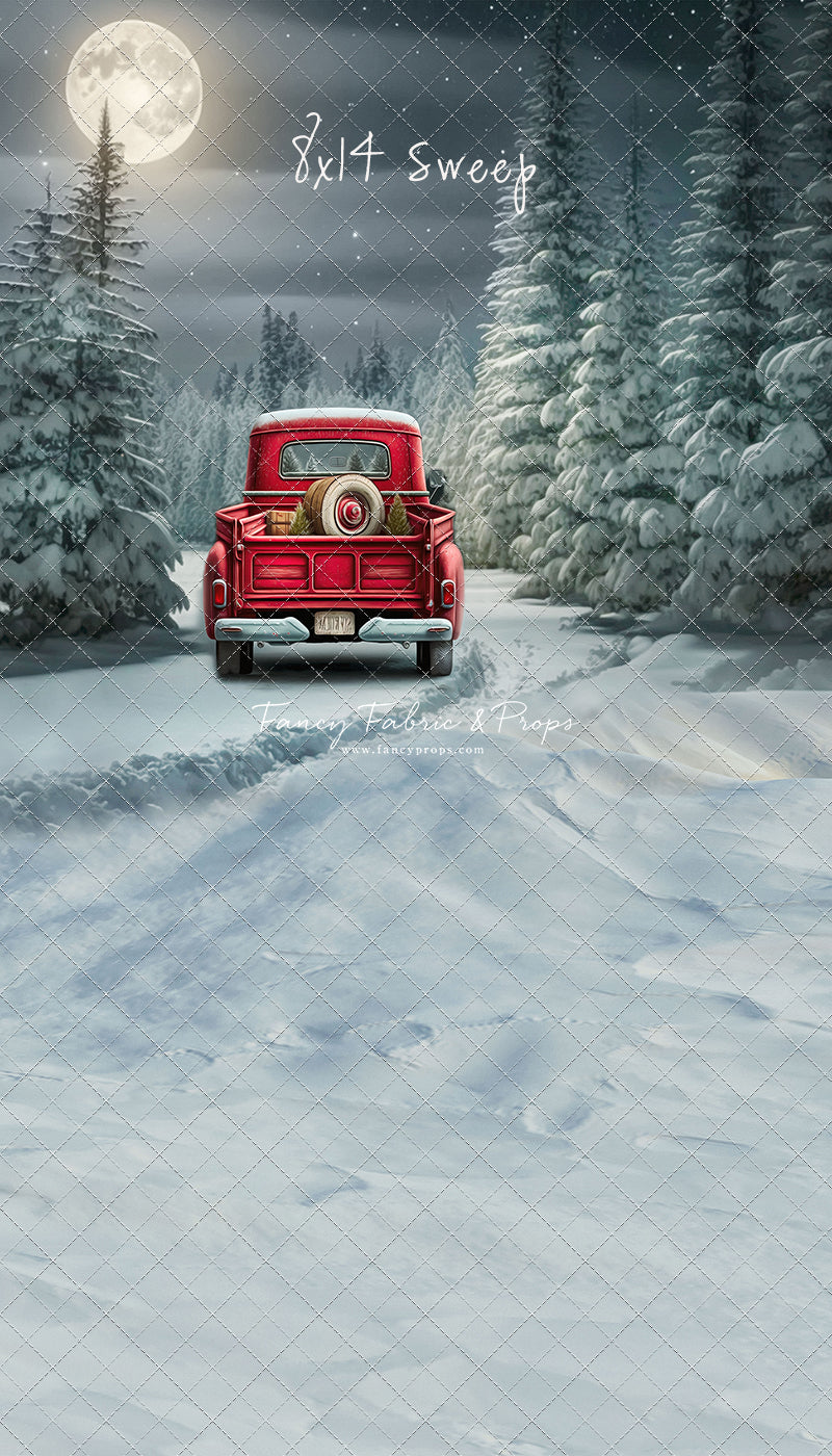 Snowy Moonlit Drive - No Lights - with Sweep Option