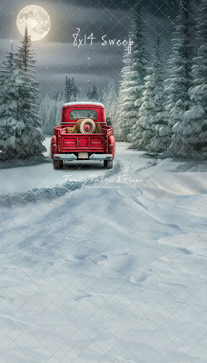 Snowy Moonlit Drive - No Lights - with Sweep Option