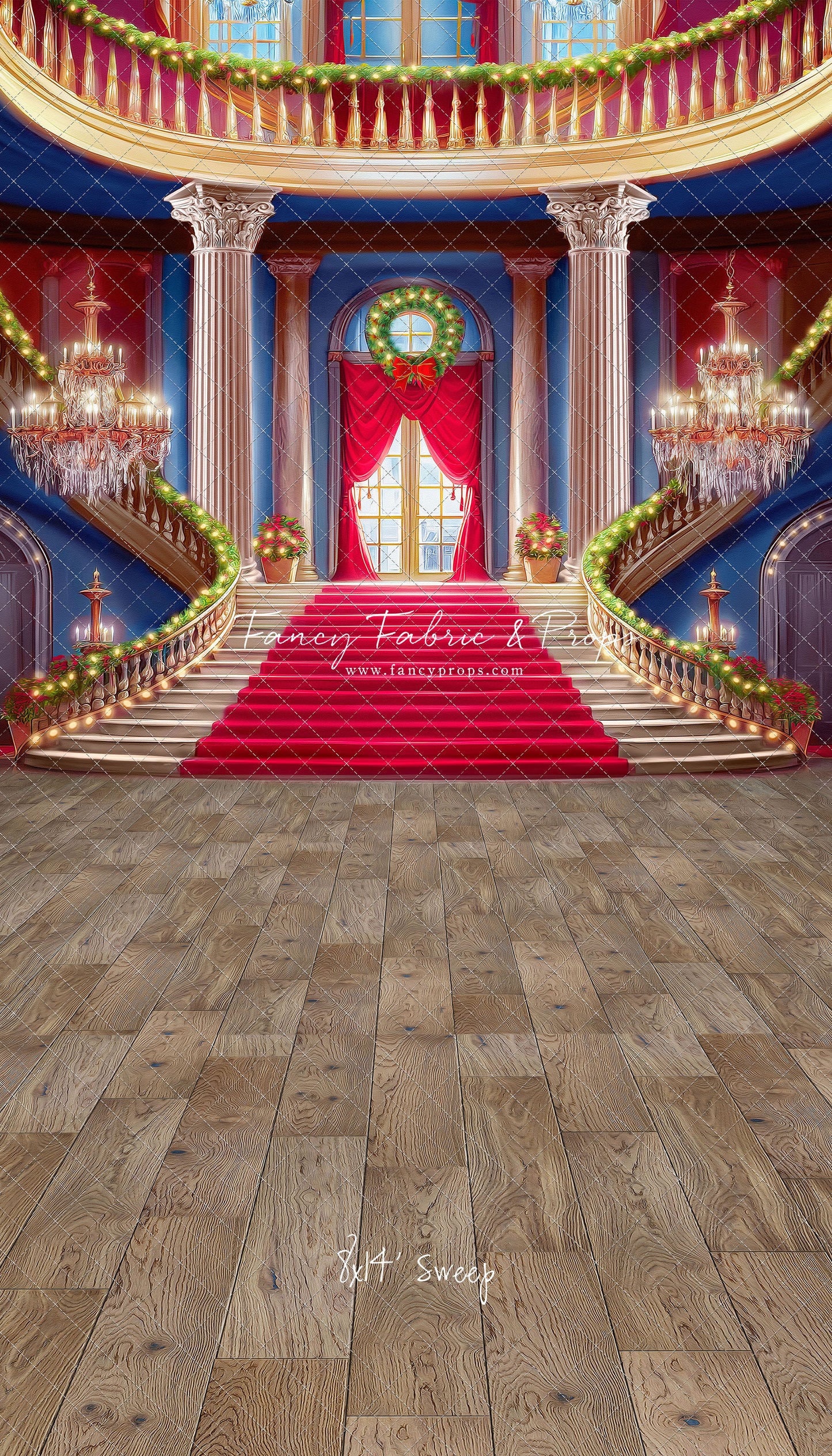 Belle's Royal Staircase -Wood Floor with Lights - With Sweep Option