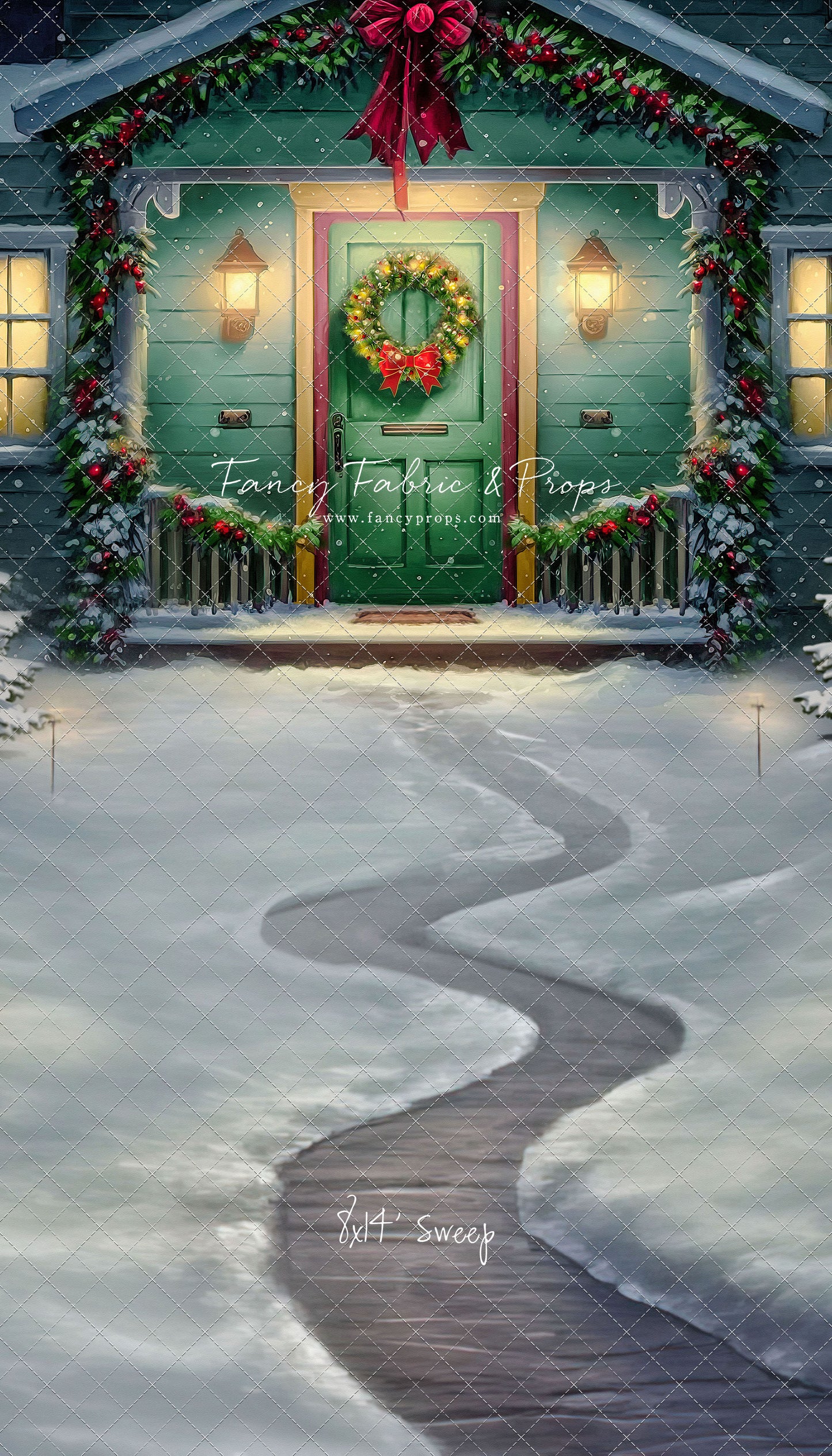Magical Holiday Porch - Green Door - with Sweep Option