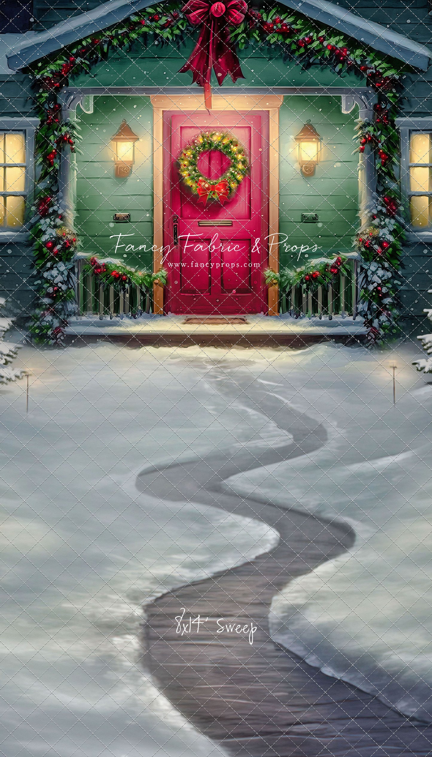 Magical Holiday Porch - Red Door - with Sweep Option
