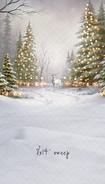 Snowy Trail Of Lights - With Deer - with Sweep Option