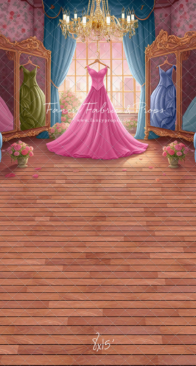 Dress Like A Princess - Pink Dress/Blue Curtains - With Sweep Option
