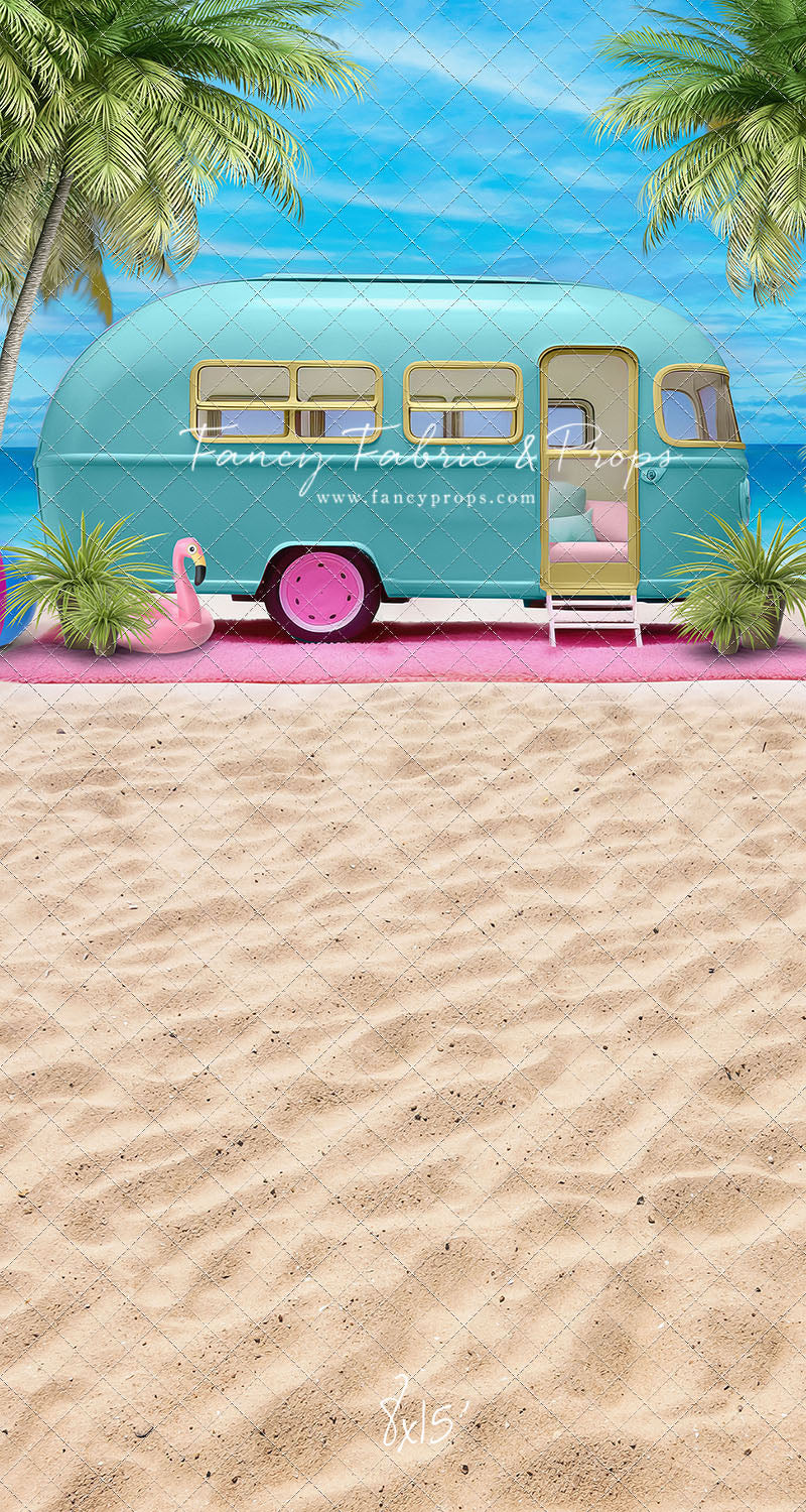 Road Trip Chic - Blue Camper - With Sweep Option