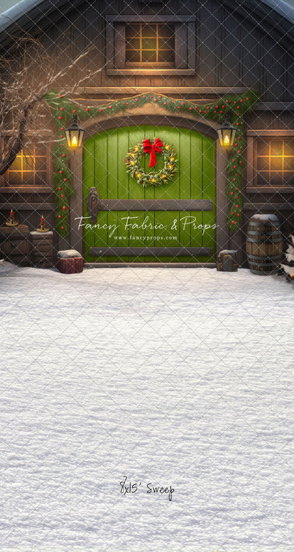 Merry Christmas Barn - Green Door - with Sweep Option