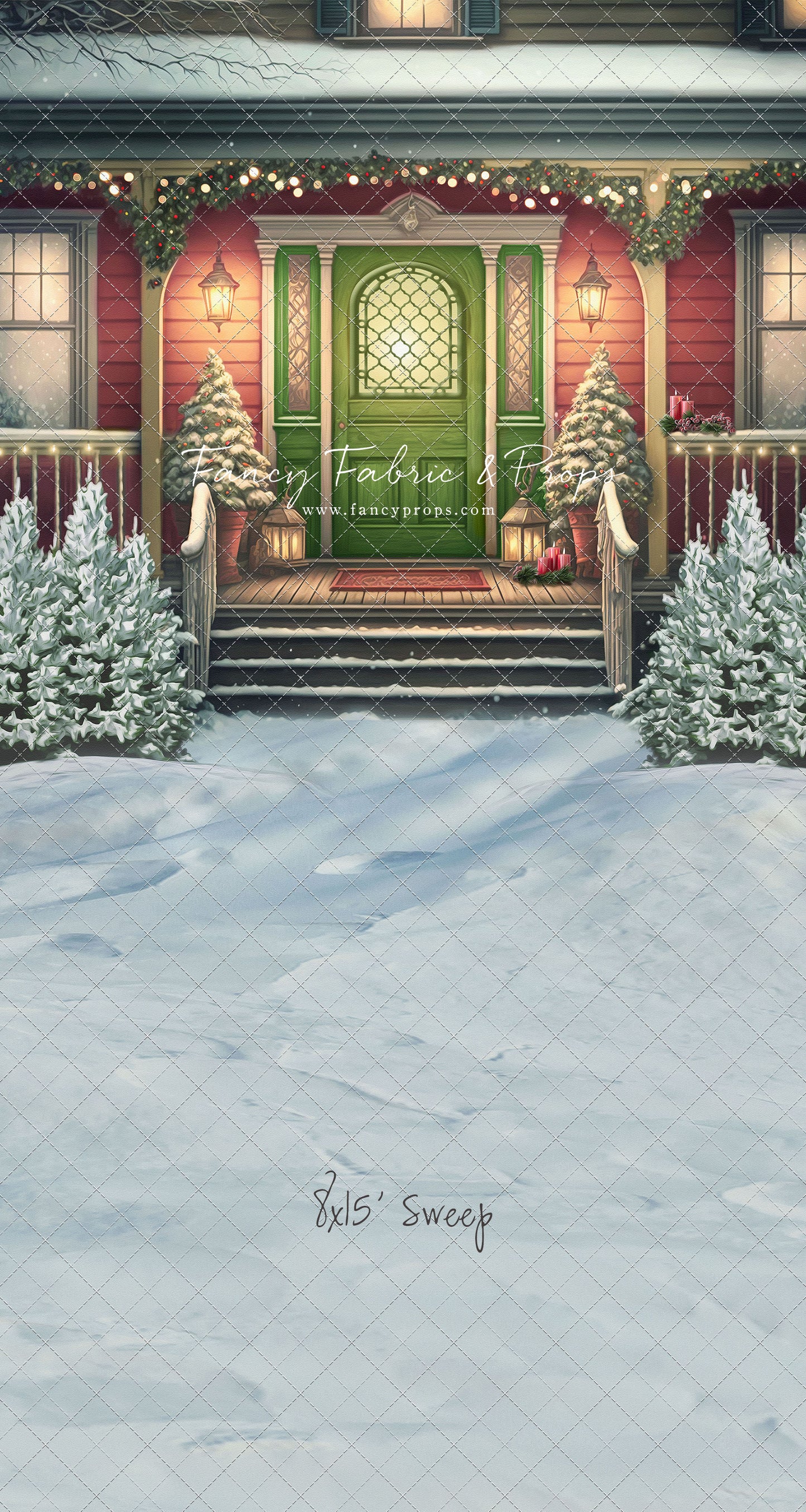 Merry Porch Greetings - Red House - with Sweep Option