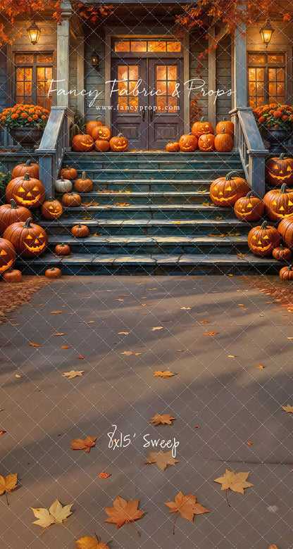 Pumpkin-Lit Porch  - With Sweep Option