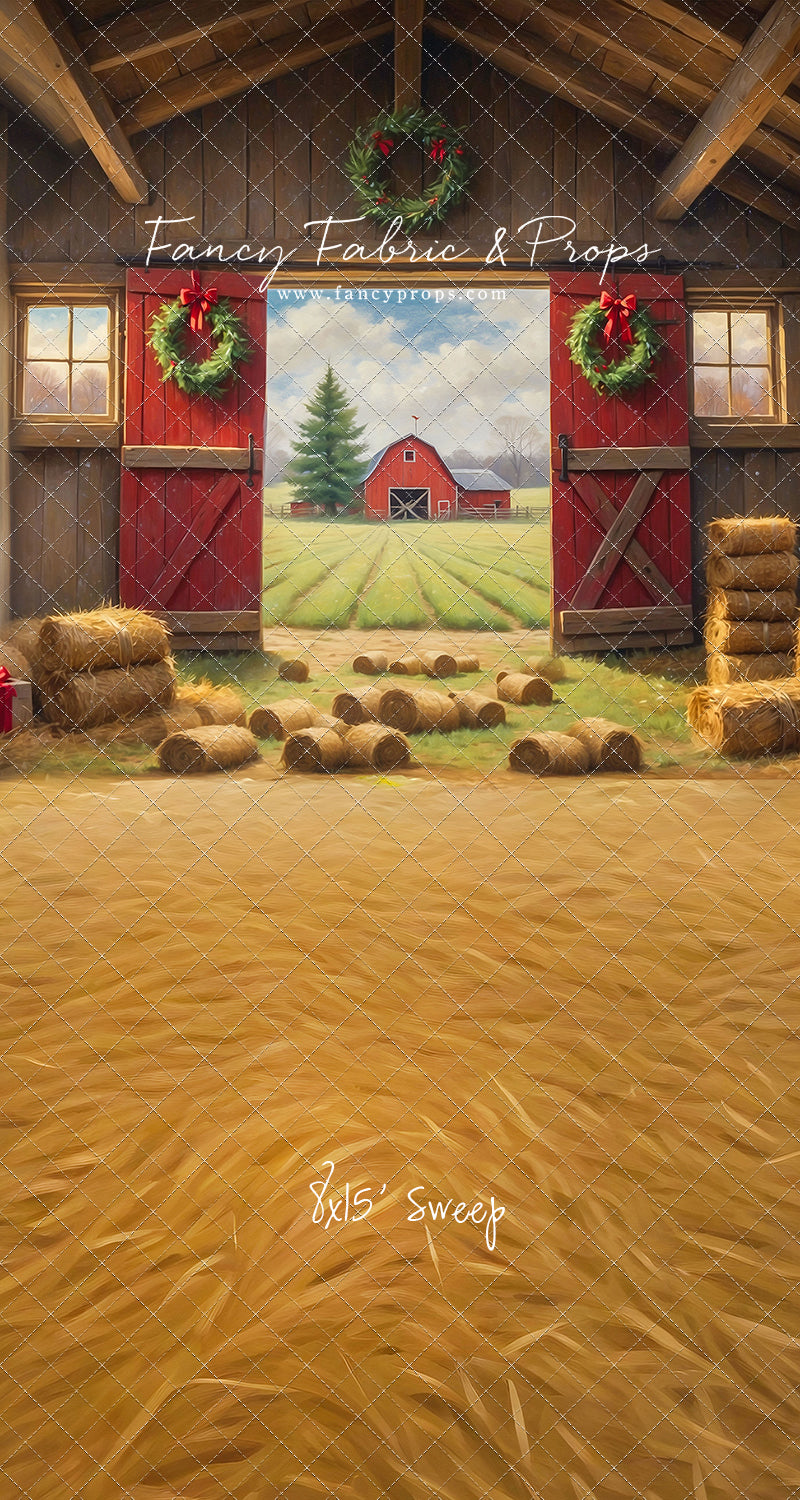 Red Barn Yuletide - Straw Floor - with Sweep Option