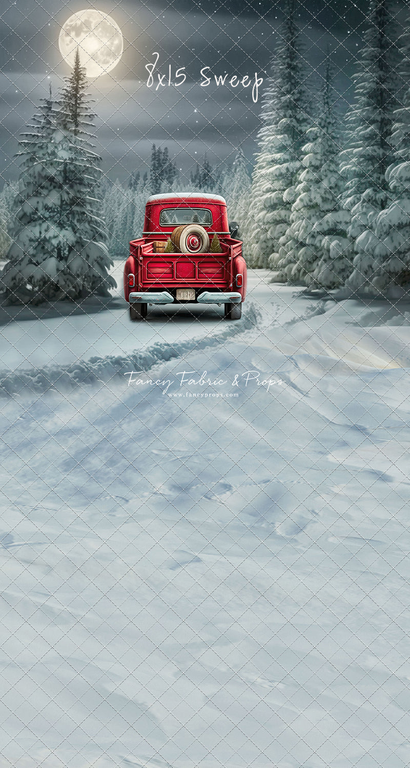 Snowy Moonlit Drive - No Lights - with Sweep Option