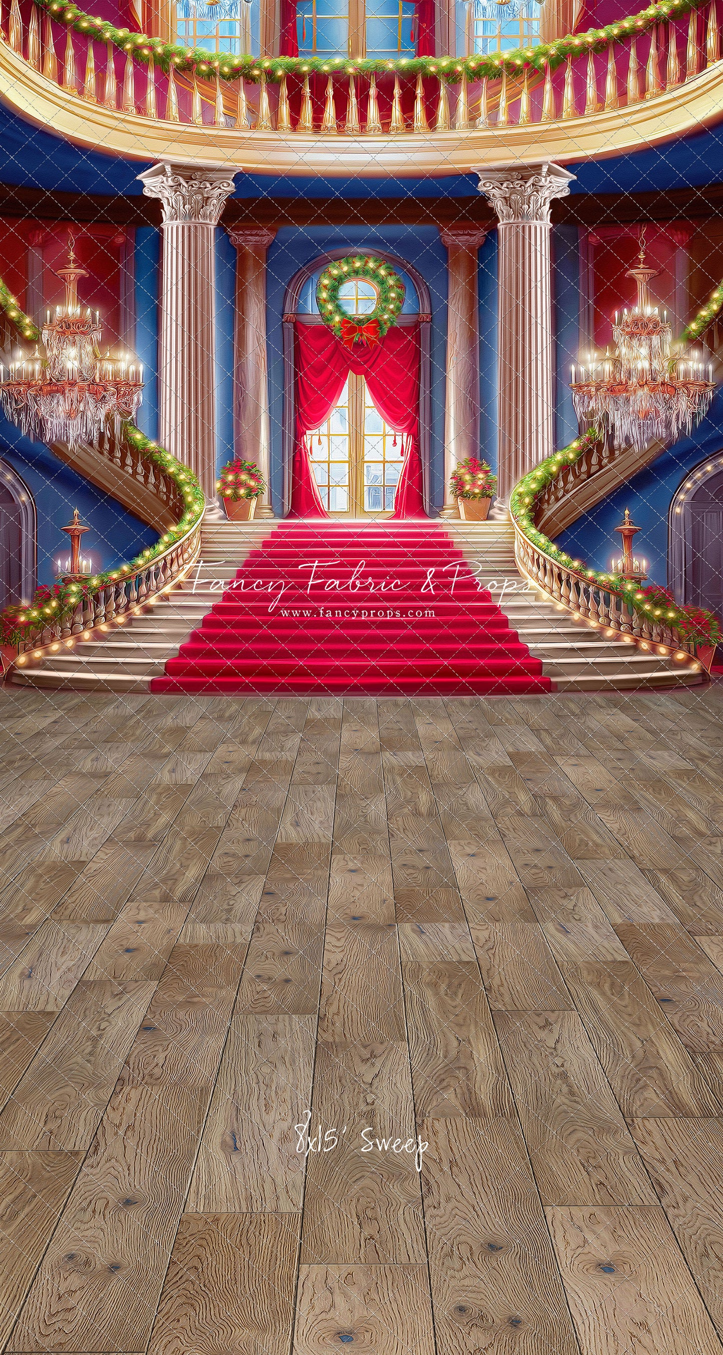 Belle's Royal Staircase -Wood Floor with Lights - With Sweep Option
