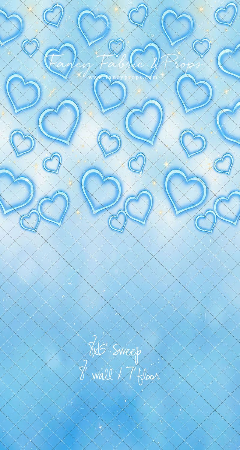Blue Puffy Hearts - With Sweep Option