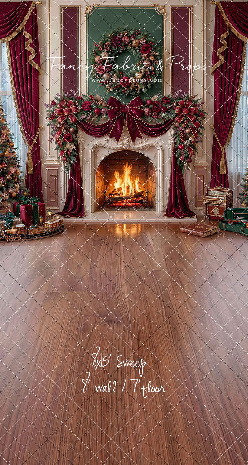 Burgundy Christmas Manor - with Sweep Option