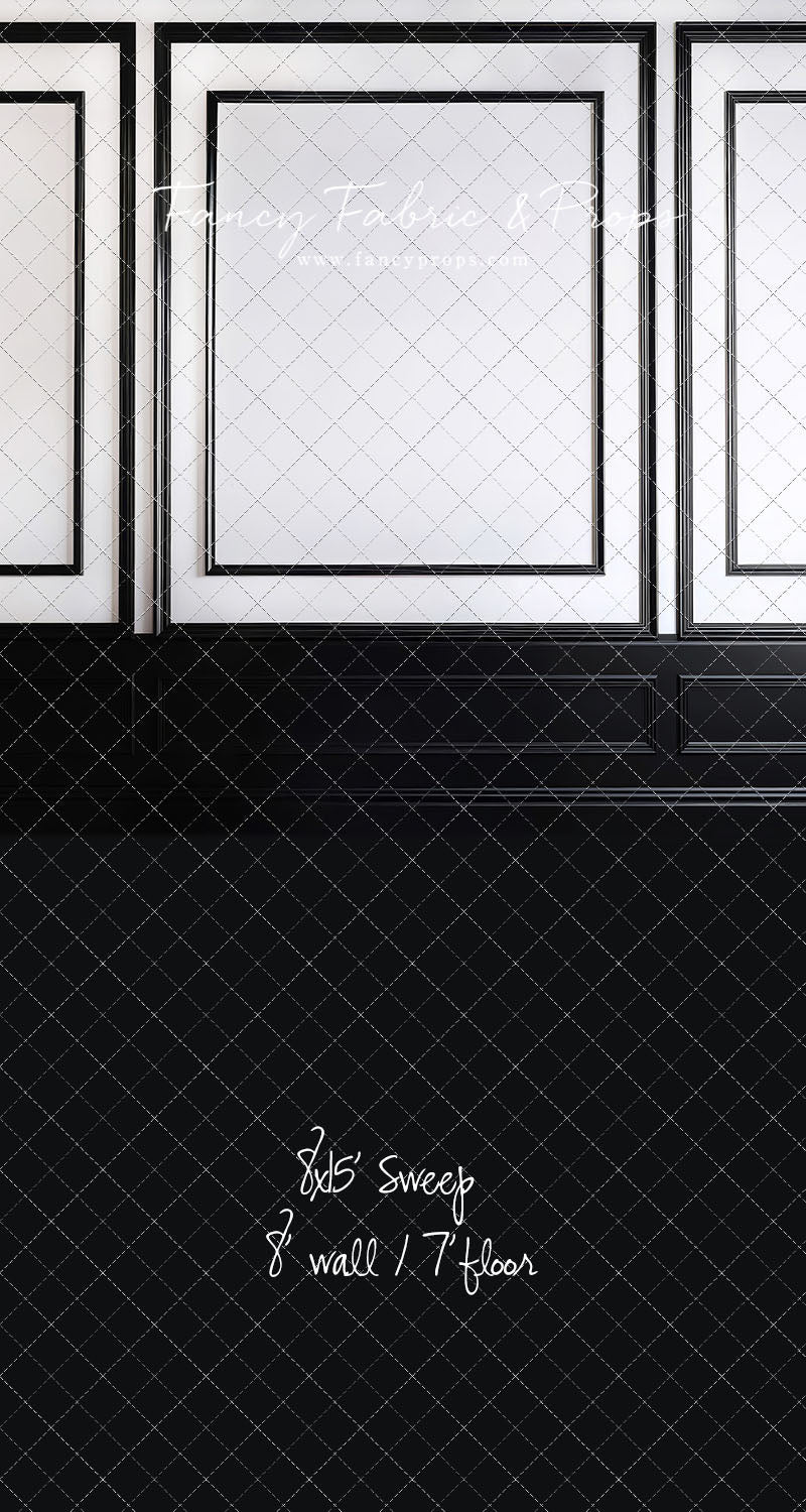 Classy Black & White Wainscoting - Black Floor - With Sweep Option