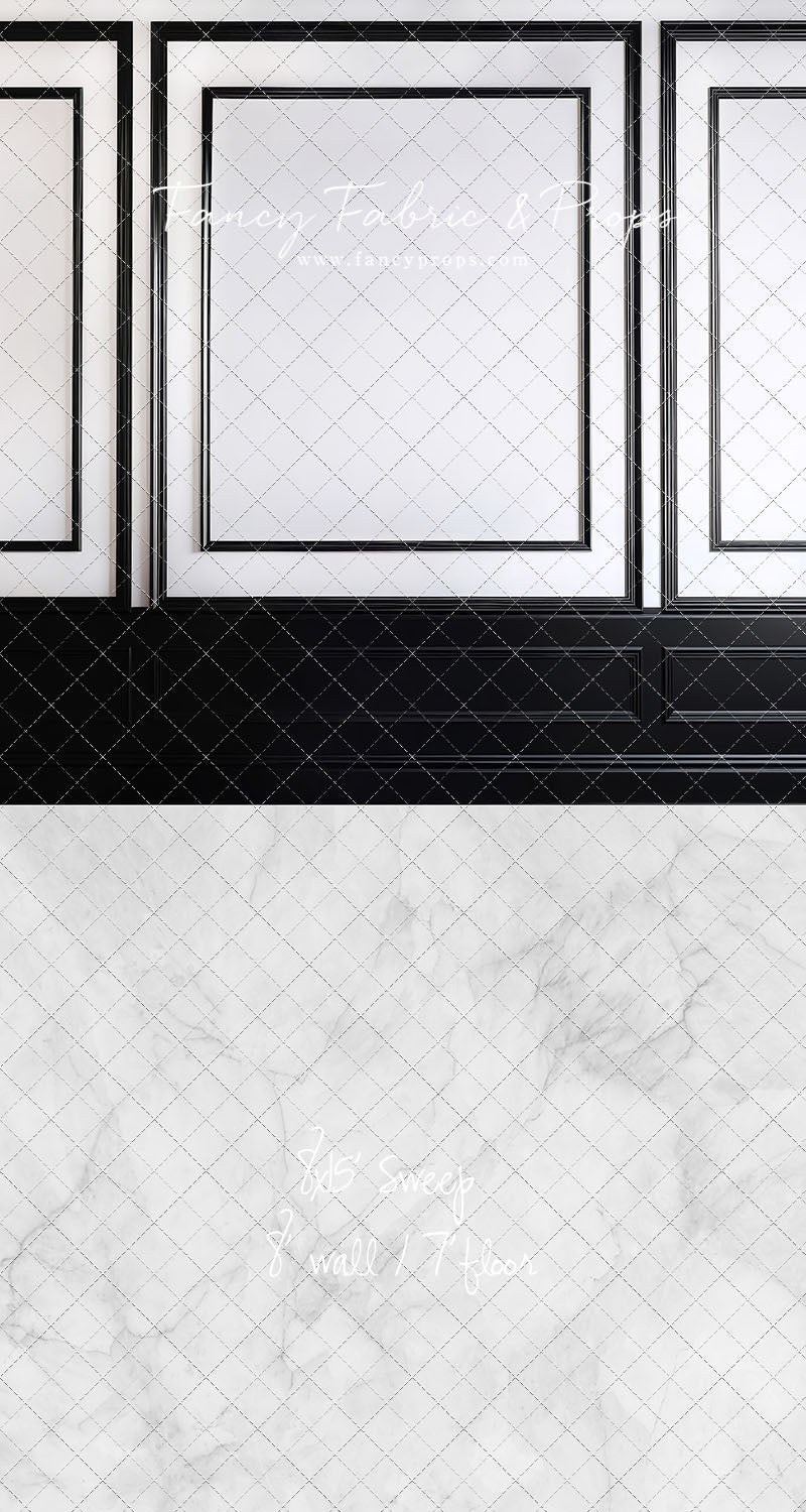 Classy Black & White Wainscoting - White Marble Floor - With Sweep Option