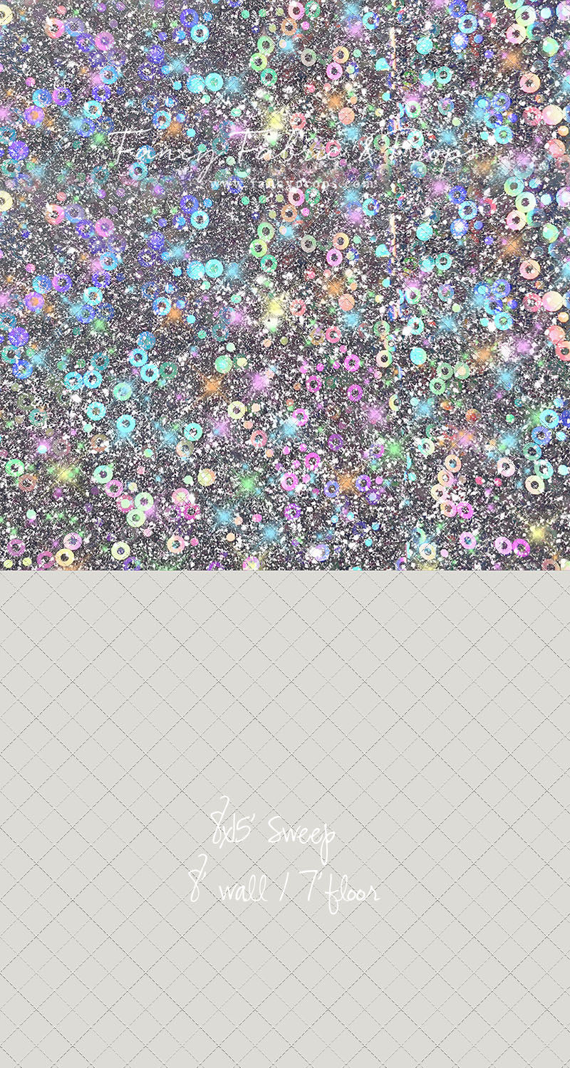 Cosmic Celebration - With Solid Beige Gray Floor Sweep Option