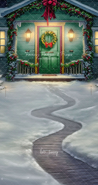 Magical Holiday Porch - Green Door - with Sweep Option