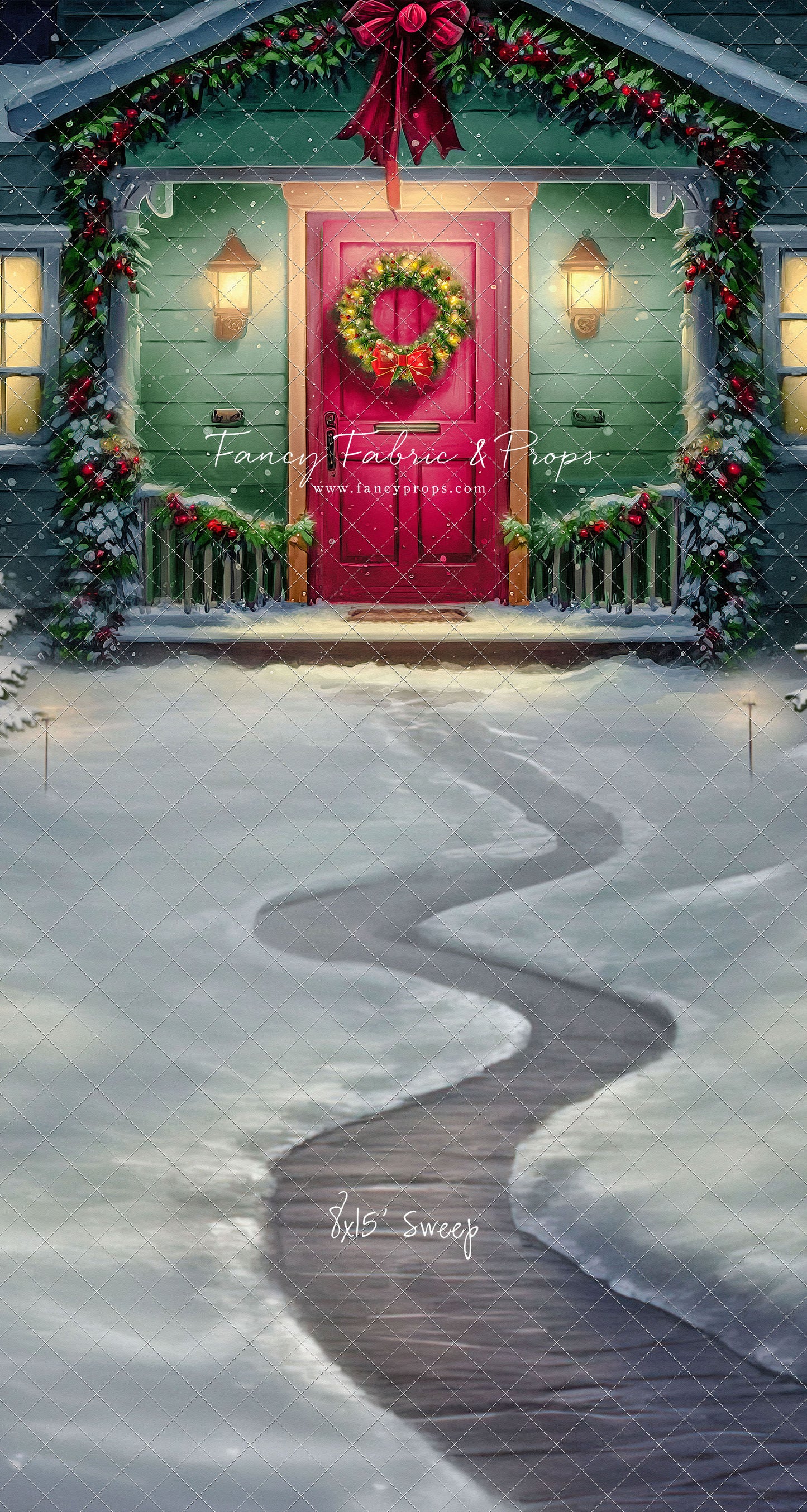 Magical Holiday Porch - Red Door - with Sweep Option