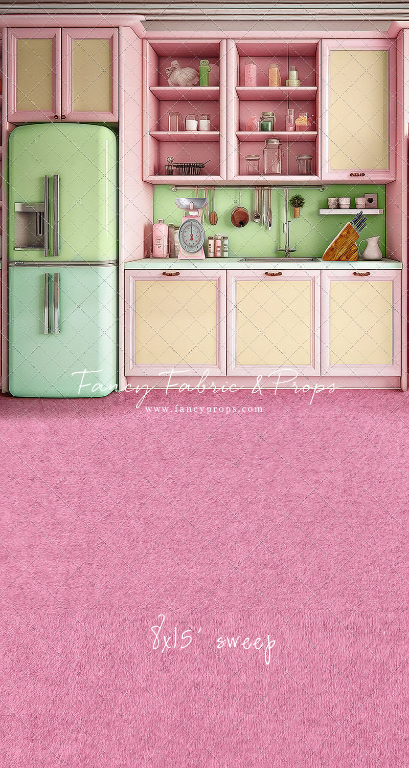 Midge's Kitchenette - Pink Floor Option - With Green Fridge Sweep Option