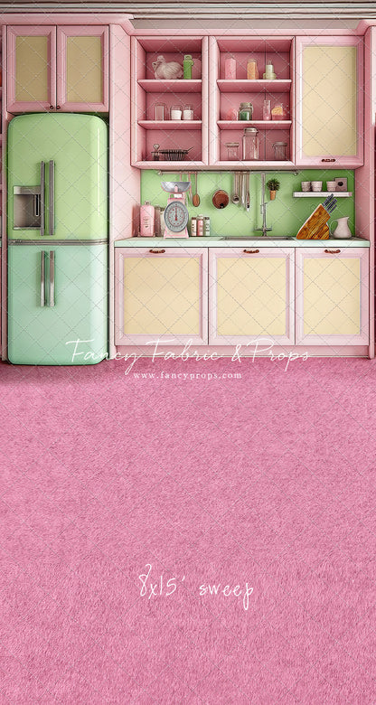Midge's Kitchenette - Pink Floor Option - With Green Fridge Sweep Option