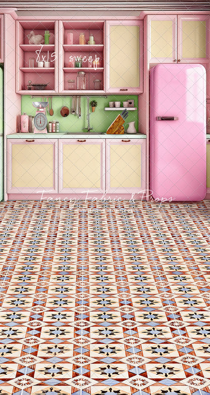 Midge's Kitchenette - Tile Floor Option - With Pink Fridge Sweep Option