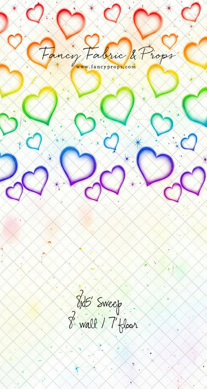 Rainbow Puffy Hearts - With Sweep Option