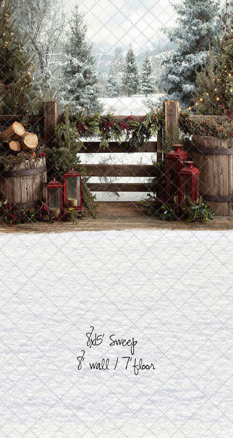 Rustic Wintertime Fence - with Sweep Option